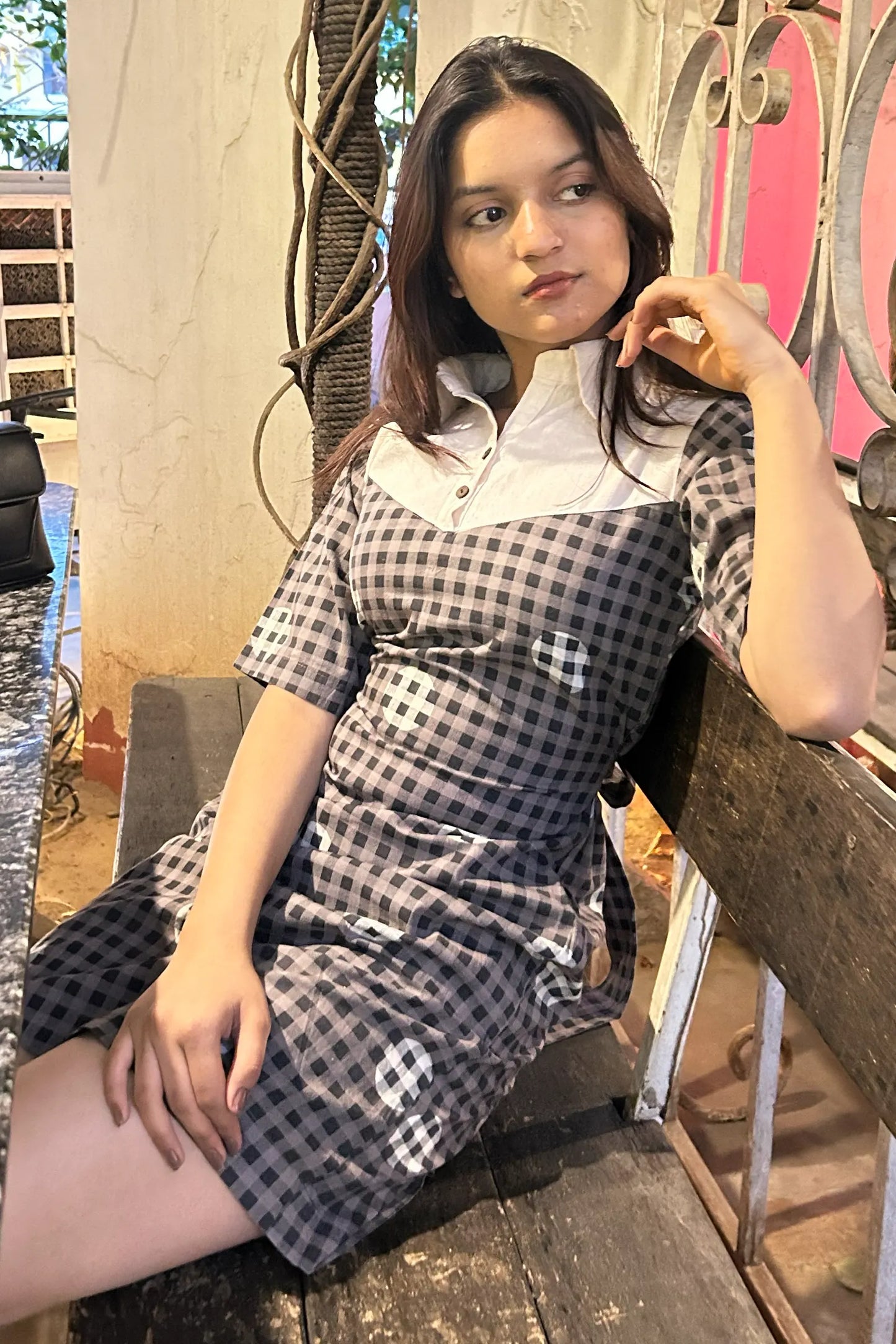 Zara Grey Short Cotton Dress