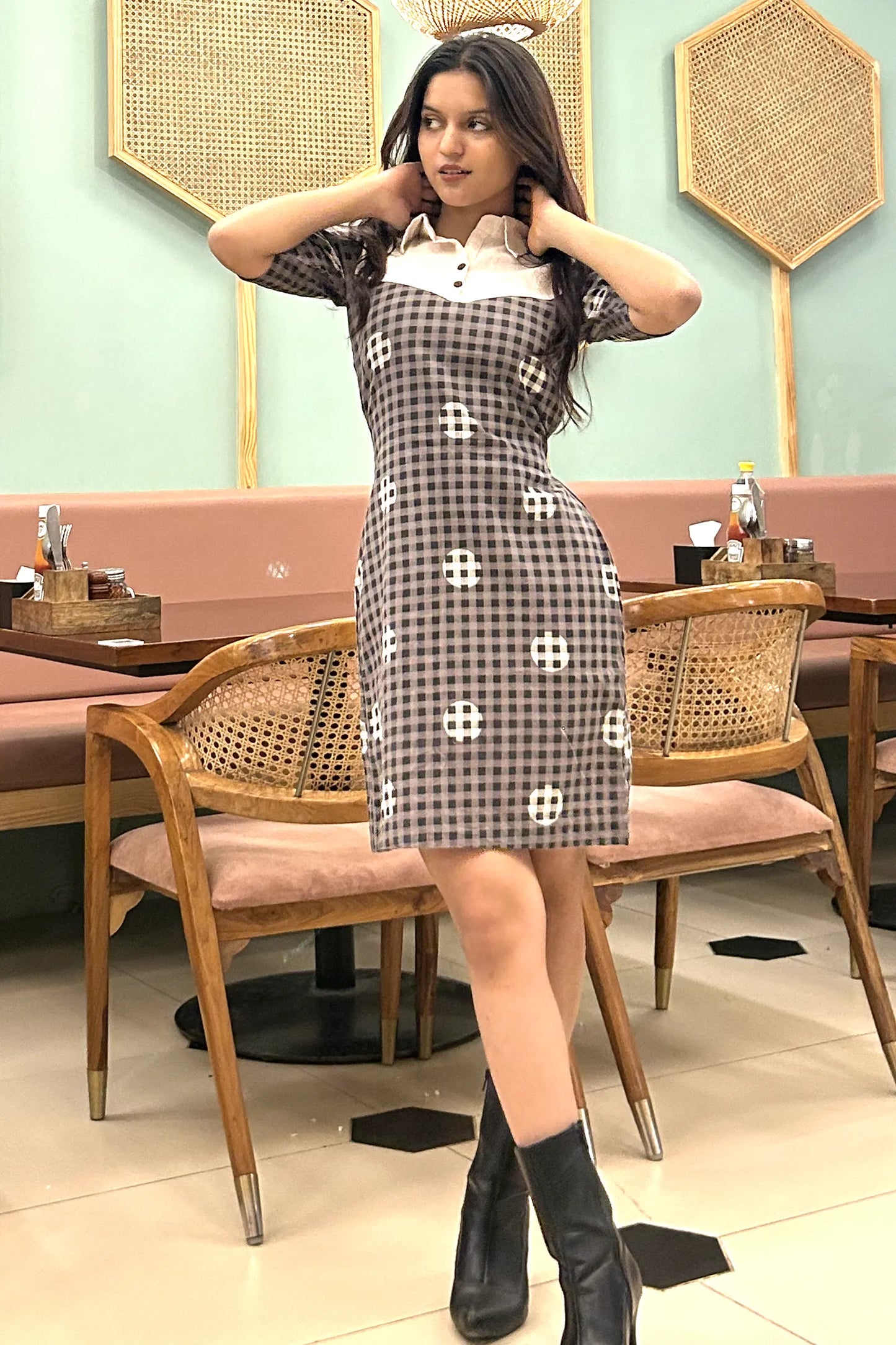 Zara Grey Short Cotton Dress